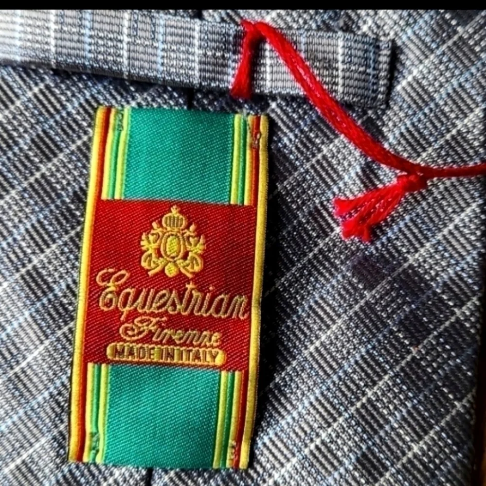 Equestrian Firenze Made in Italy 100% Silk Gray Men's Necktie Unisex Geometrical